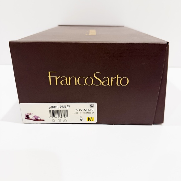 Franco Sarto Ruth Ankle Strap Flat Sandal Pink Metallic Vegan Leather 9 NEW - Picture 13 of 13